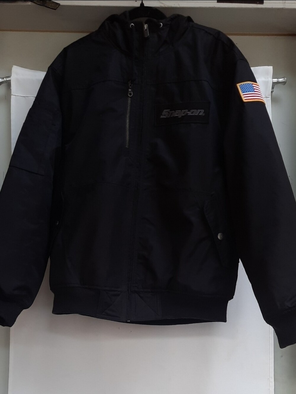 Snap-on Tools Mens Jacket  Black Hooded Quilted Selector Bomber Size M Workwear
